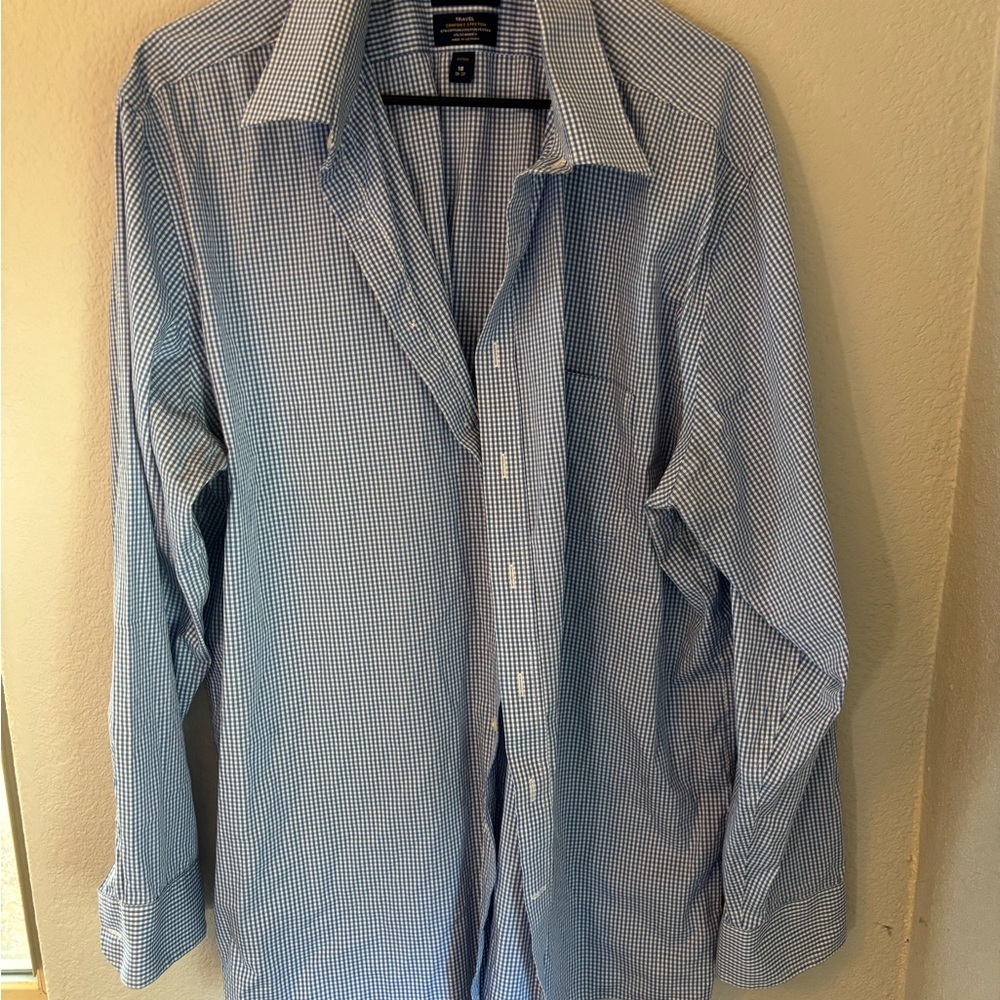 Stafford Light Blue Gingham Button Down Shirt